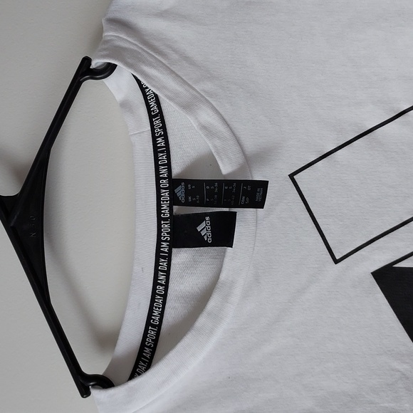 Adidas us 5 black/white workout top/sweatshirt - Picture 3 of 10